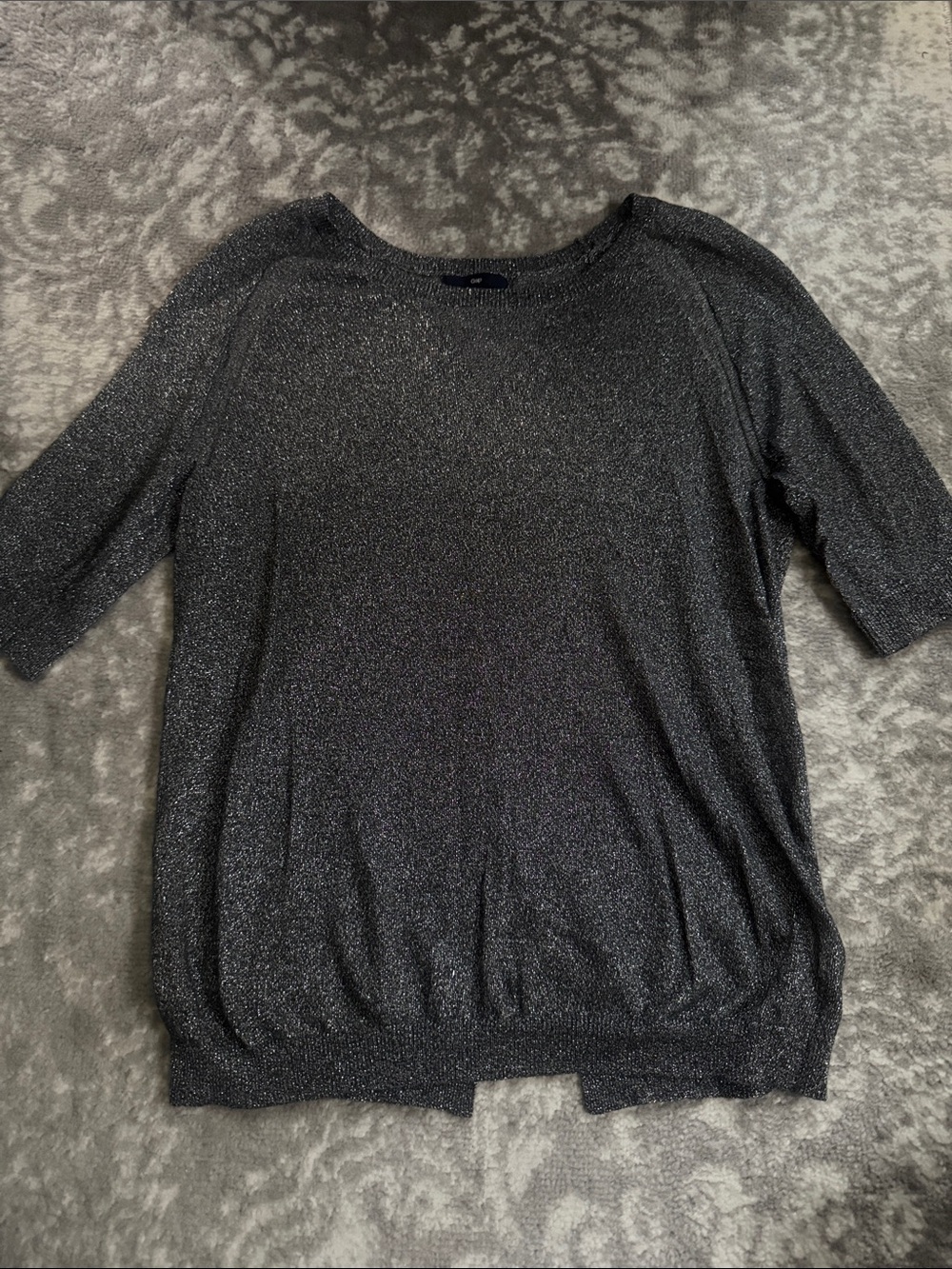 GAP Silver Metallic 1/2  Sleeve knit top